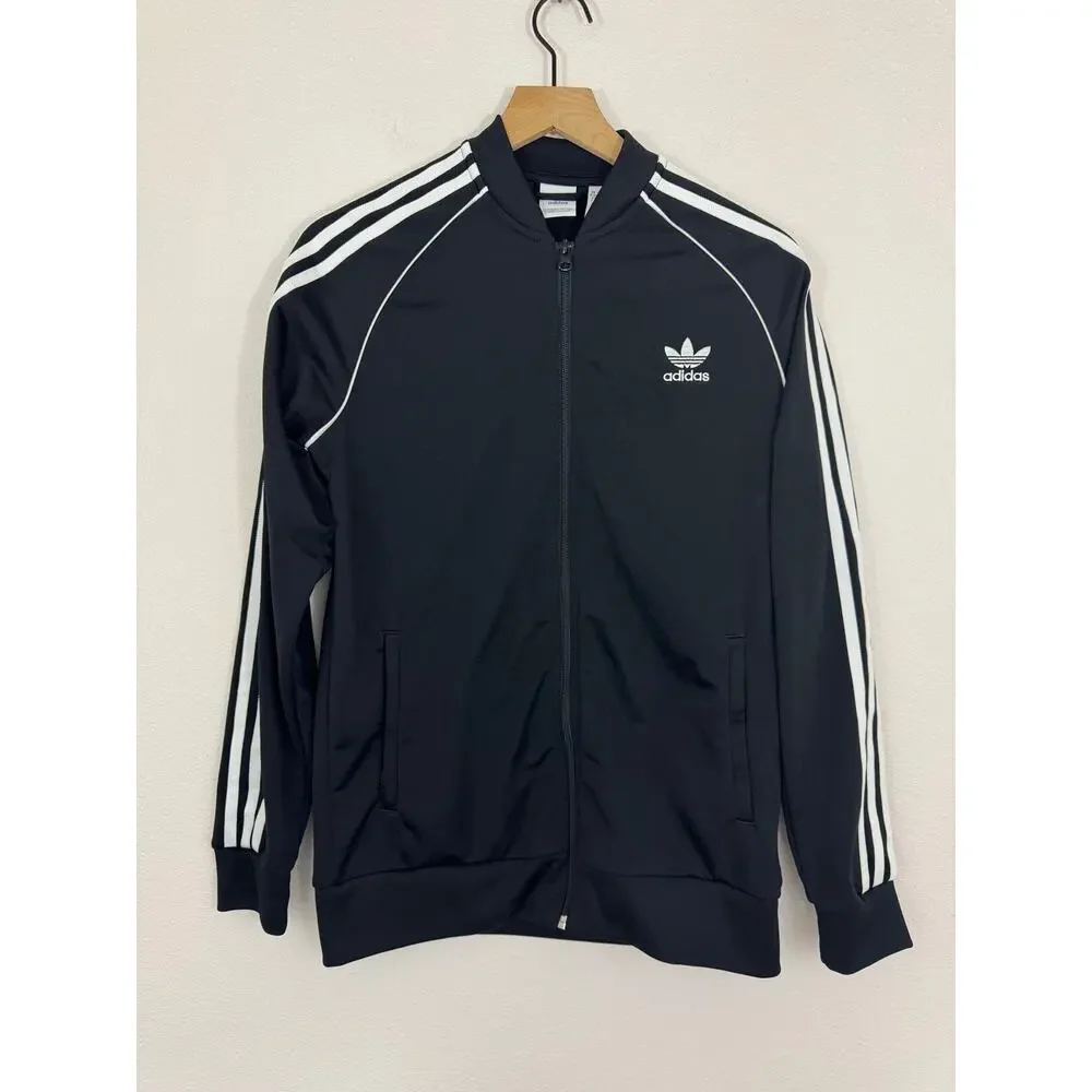 Adidas Originals Trefoil Track Jacket Youth XL Fits Women’s XS/S Black